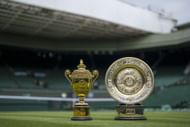 The gentlemen's and ladies' singles trophies.